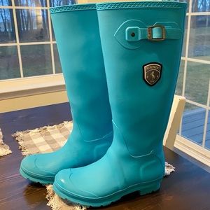 Turquoise rain boots